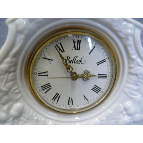 6 - A LARGE IRISH BELLEEK MANTAL CLOCK