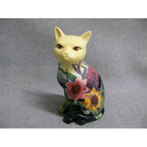 9 - OLD TUPTON WARE LOVELY CAT WITH BEAUTIFUL MULTI COLOURED FLOWERS AND PATTERNS. IN THE STYLE OF MOORC... 