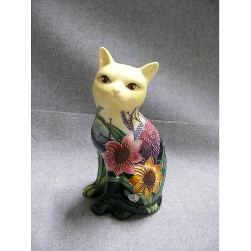 9 - OLD TUPTON WARE LOVELY CAT WITH BEAUTIFUL MULTI COLOURED FLOWERS AND PATTERNS. IN THE STYLE OF MOORC... 