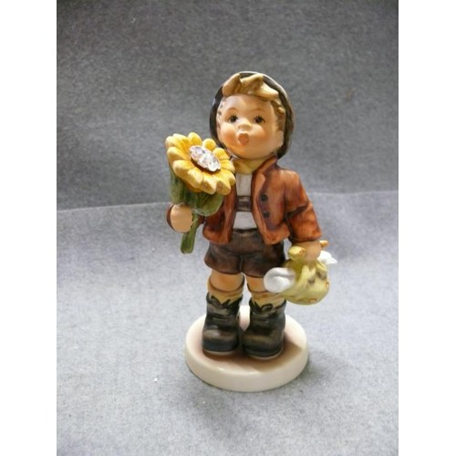 11 - A Ltd EDITION OF A GOEBEL HUMMEL FIGURE SIGNED BY ARTIST DUNKESCHON,' SUNFLOWERS FOR MY LOVE' WITH A... 