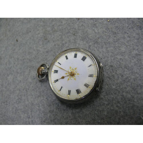 54 - A VINTAGE SOLID SILVER LADIES FOB / POCKET WATCH