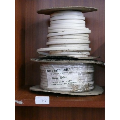 139 - 2 REELS OF CABLE 1MM AND 2.5MM