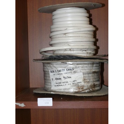 139 - 2 REELS OF CABLE 1MM AND 2.5MM