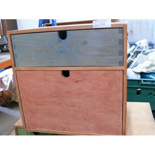 280 - 2 SMALL WOODEN SETS OF DRAWERS