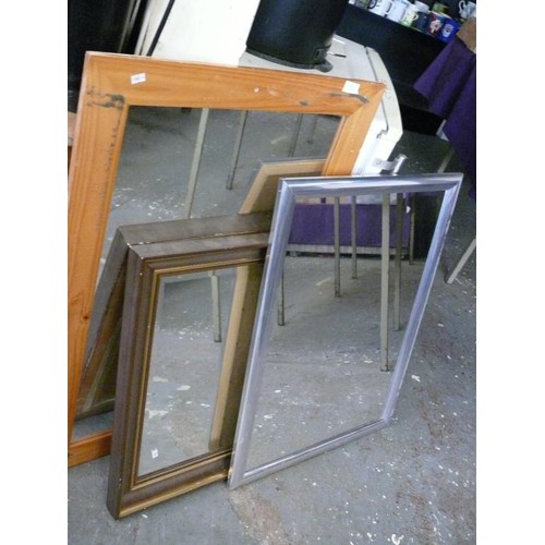 291 - 3 LARGE FRAMED WALL MIRRORS VARIOUS STYLES