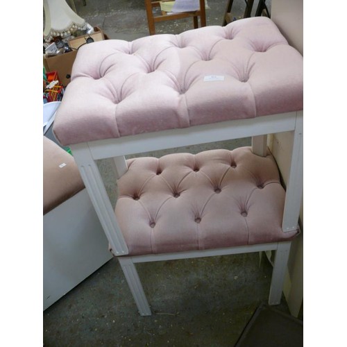 358 - 2 DRESSING TABLE STOOLS WITH PINK UPHOLSTERED TOPS