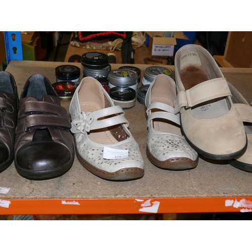 459 - 3 X PAIRS OF LADIES 'EASY SHOES' SIZE 5/6 AND GOOD QUANTITY OF SHOE POLISHES