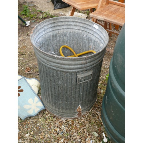 315 - GALVANISED BIN AND HOSE