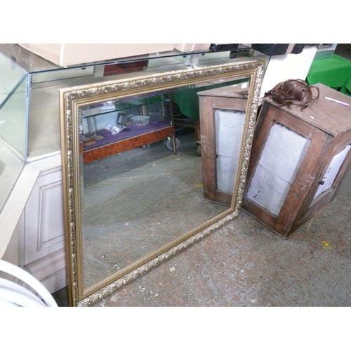 346 - LARGE BEVELL EDGED WALL MIRROR WITH ORNATE GILT FRAME