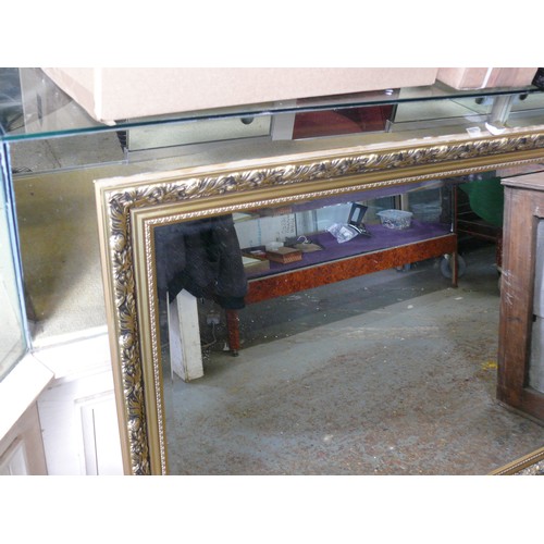 346 - LARGE BEVELL EDGED WALL MIRROR WITH ORNATE GILT FRAME