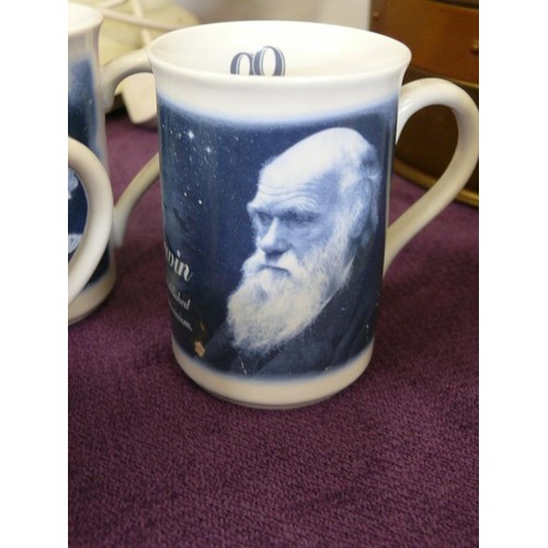 104A - SIX MUGS FEATURING PROMINENT BRITISH PEOPLE, BY BERKSHIRE CHINA.