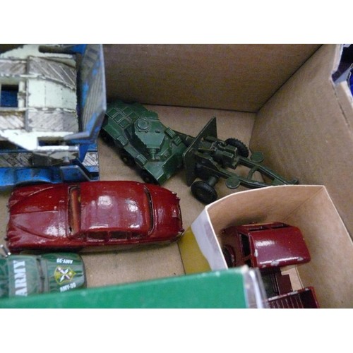 191 - A BOX OF COLLECTORS VEHICLES TO INCLUDE KELLOGGS MATCHBOX TANKER, CORGI, DINKY ETC