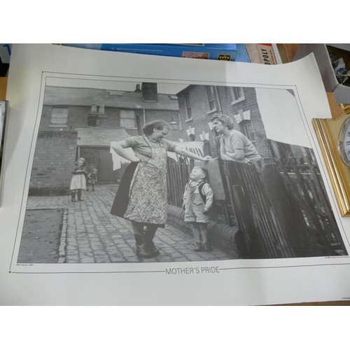 245 - 4 VINTAGE BLACK & WHITE PRINTS TO INCLUDE A PHOTO OF A MINI