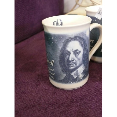 104A - SIX MUGS FEATURING PROMINENT BRITISH PEOPLE, BY BERKSHIRE CHINA.