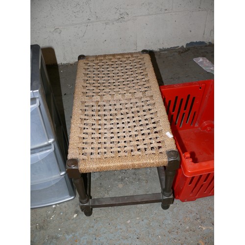 136 - A LARGE RATTAN TOPPED STOOL