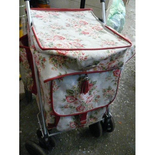 144A - A VERY NICE GOOD QUALITY SHOLLEY SHOPPING TROLLEY WITH PINK ROSE DESIGN