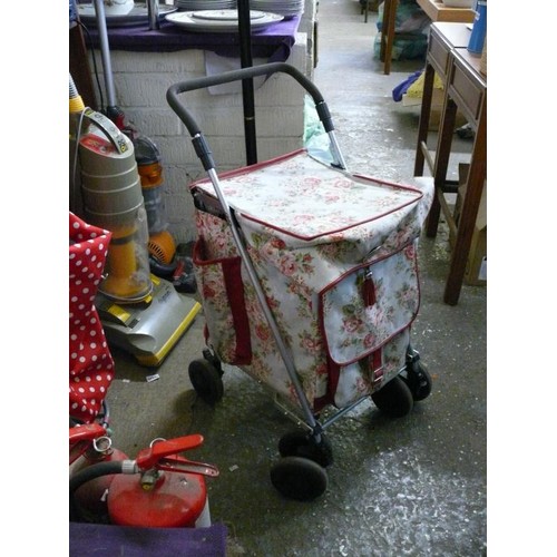 144A - A VERY NICE GOOD QUALITY SHOLLEY SHOPPING TROLLEY WITH PINK ROSE DESIGN