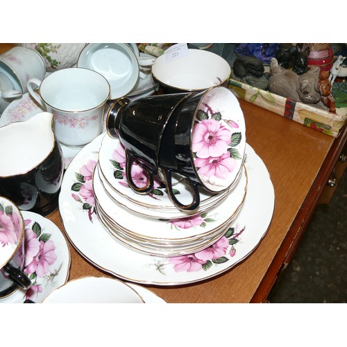 221 - A BEAUTIFUL OLD ROYAL BONE CHINA TEASET PLUS ROYAL DOULTON SALAD PLATES AND A SELECTION OF OTHER CHI... 