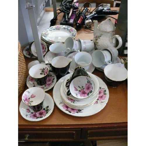 221 - A BEAUTIFUL OLD ROYAL BONE CHINA TEASET PLUS ROYAL DOULTON SALAD PLATES AND A SELECTION OF OTHER CHI... 