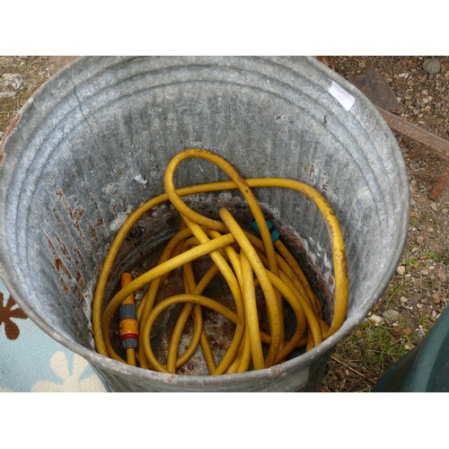 315 - GALVANISED BIN AND HOSE