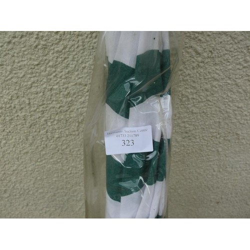 323 - GREEN AND WHITE STRIPE PARASOL