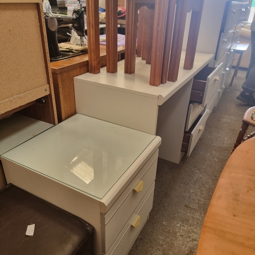 361A - WHITE 2 DRAWER BEDSIDE CABINET WITH CLASS OVER