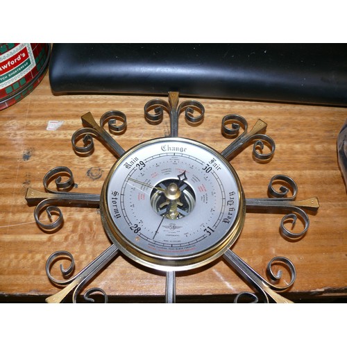 467 - SCROLLED METAL BAROMETER