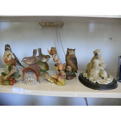 73 - A COLLECTION OF ANIMAL ORNAMENTS TO INCLUDE WEDGWOOD, AYNSLEY, ROYAL OSBORNE, CASTANA ETC