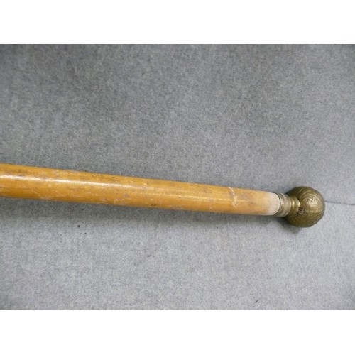 76 - VINTAGE BRASS TOPPED WALKING CANE