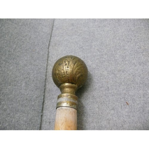 76 - VINTAGE BRASS TOPPED WALKING CANE