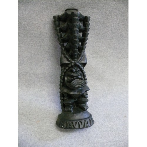 66 - A DECORATIVE LONG LIFE TIKI STATUE MADE IN HONOLULU, HAWAII