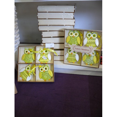 100 - 11 BOXES OF BRAND NEW OWL HANGINGS