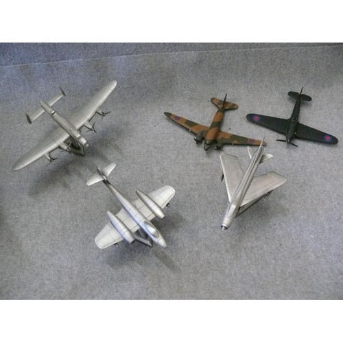 140 - 3 BOXES CONTAINING DIECAST ROYALHAMPSHIRE ART FOUNDRY PLANES METEOR, LIGHTNING, HURRICANE, DAKOTA, L... 