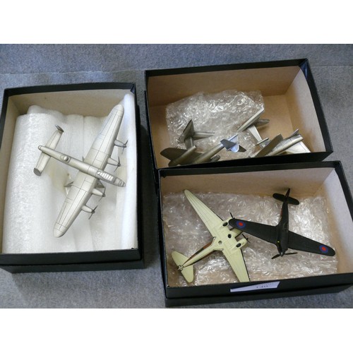 140 - 3 BOXES CONTAINING DIECAST ROYALHAMPSHIRE ART FOUNDRY PLANES METEOR, LIGHTNING, HURRICANE, DAKOTA, L... 