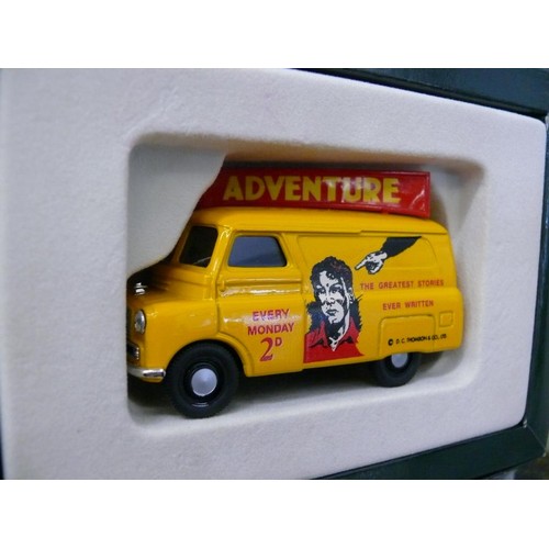 150 - 2 CORGI BOXES CONTAINING ADVENTURE COMIC CLASSIC YELLOW VAN & THE BASH STREET KIDS WITH MORRIS J VAN... 