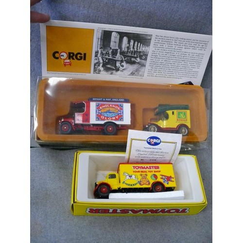 151 - 2 CORGI BOXES CONTAINING TRANSPORT OF THE 30'S (CONTAINS 2 VEHICLES) & TOYMASTER YOUR REAL TOY SHOP ... 