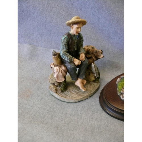 98 - A PAIR OF COUNTRY ARTISTS SHEEP FIGURINES PLUS A FISHERMAN WITH A DOG