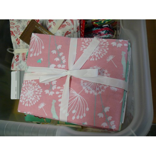 208 - A LIDDED BOX OF FAT QUARTER SETS OF BRAND NEW MATERIAL