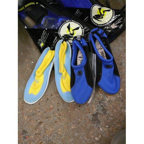 175 - A SELECTION OF SNORKLES AND BEACH SHOES