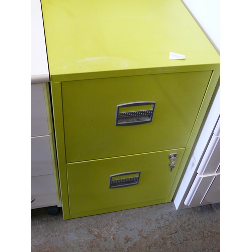 276 - A METAL LIME GREEN 2 DRAWER FILING CABINET