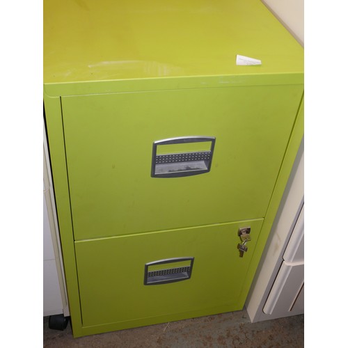 276 - A METAL LIME GREEN 2 DRAWER FILING CABINET