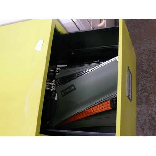 276 - A METAL LIME GREEN 2 DRAWER FILING CABINET