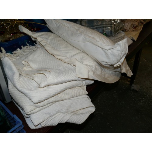 227 - 3 GOOD QUALITY CREAM THROWS