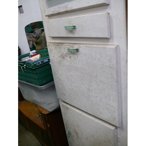 301 - RETRO KITCHEN CABINET WITH GREEN HANDLES