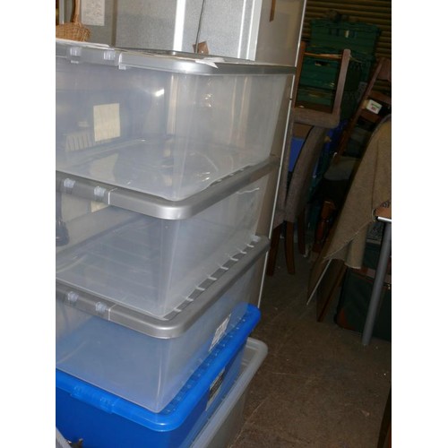 306 - 4 X 45 LITRE STORAGE BOXES AND 1 100 LITRE STORAGE BOX ALL WITH LIDS