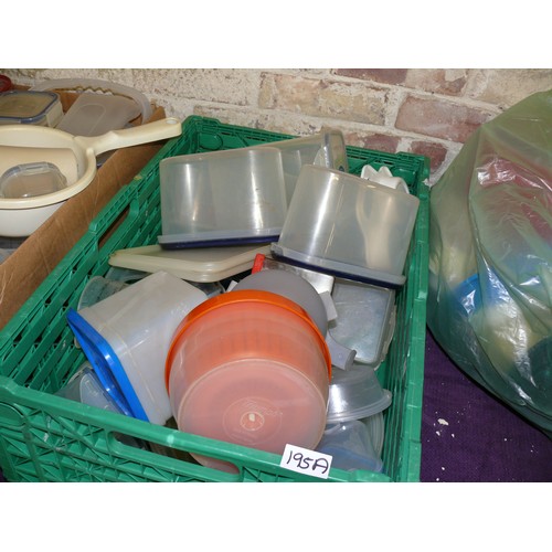 195A - 2 BOXES OF KITCHEN STORAGE POTS AND CANISTERS TO INCLUDE TUPPERWARE