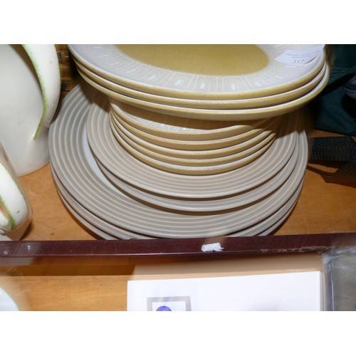 357 - DENBY STONEWARE ODE PLATES TO INCLUDE DINNER, TEA AND SERVING