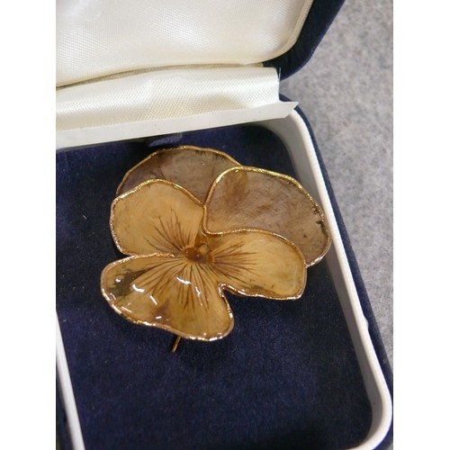 28 - ORCHID BROOCH 24CT GOLD PLATED FROM THE ROYAL ORCHID COLLECTION