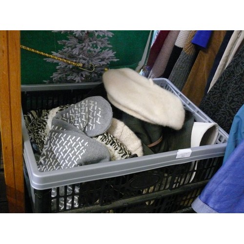 381 - CLOTHING ACCESSORIES INCLUDING HAND CRAFTED ALPACA HAT, WOOL CREAM CAP, BARBOUR RAIN HAT, QUIKSILVER... 