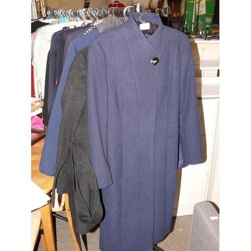 378 - JAEGER SIZE 8 BLACK WOOL JACKET AND M&S SIZE S NAVY BLUE COAT BOTH EXCELLENT CONDITION